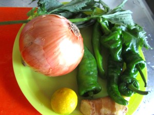 手作りつくねの材料の野菜